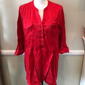Avenue Shiny Red Tunic Blouse 18/20